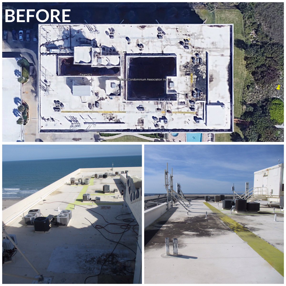 KeystonePE's tweet photo. With the right team + roofing system, a 27-year-old roof can be made as good as new, adding security + value to a structure. Here’s a “Before/After” from our recent project at Xanadu Condos. #FeatureFriday #structuralengineering #keystoneengineeringpe #keystoneengineering https://t.co/Jbo4crx3z8