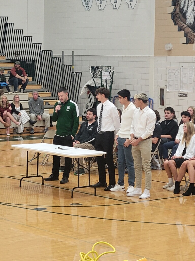 Congrats to our All-Conference players- L- R:  Caden Bargas, Sebastian Chavez, Marshall Degraff (not pictured Peyton Johnson).  Marshall Degraff was also named the #1 goalkeeper in Illinois!