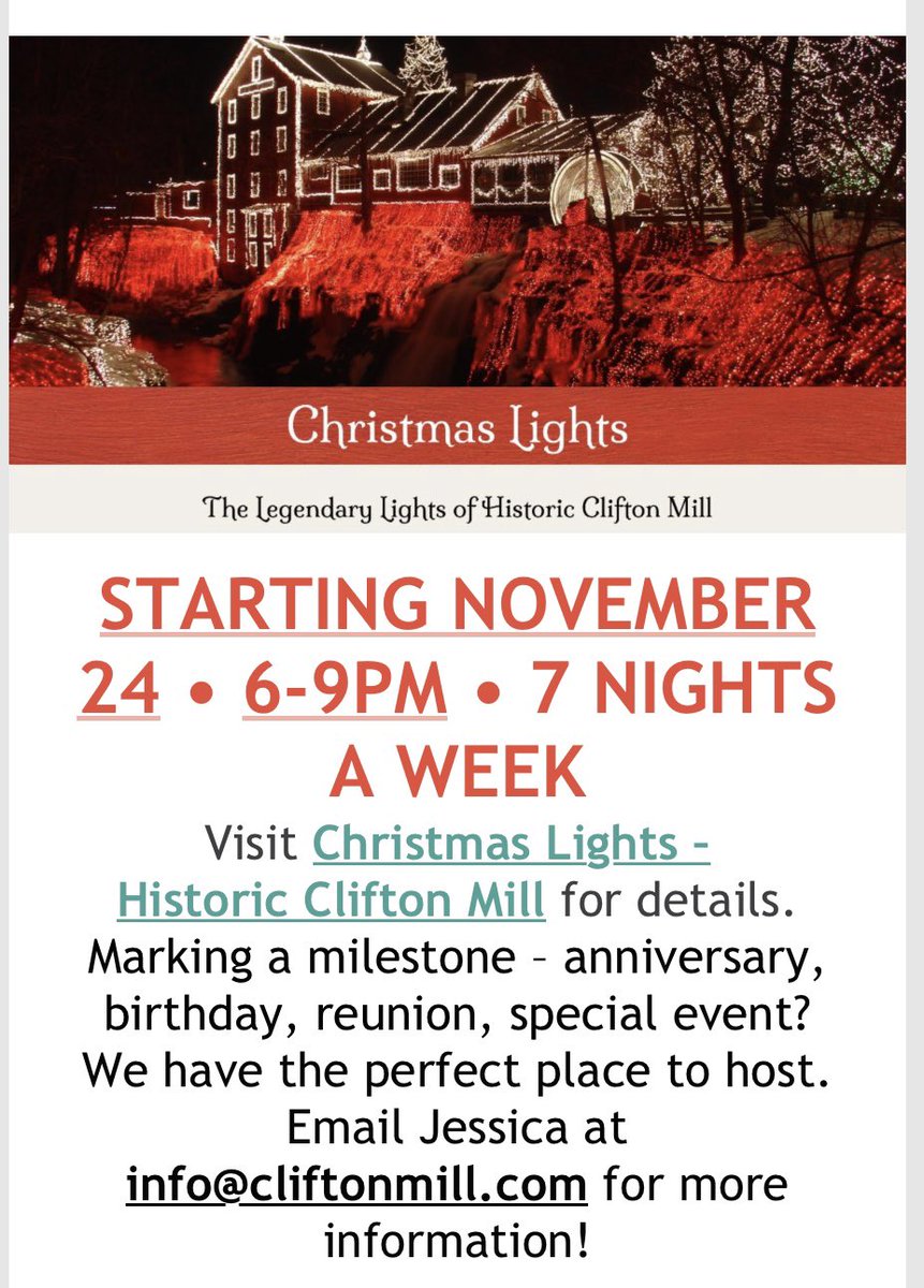 Christmas lights will soon be on at Clifton Mills…