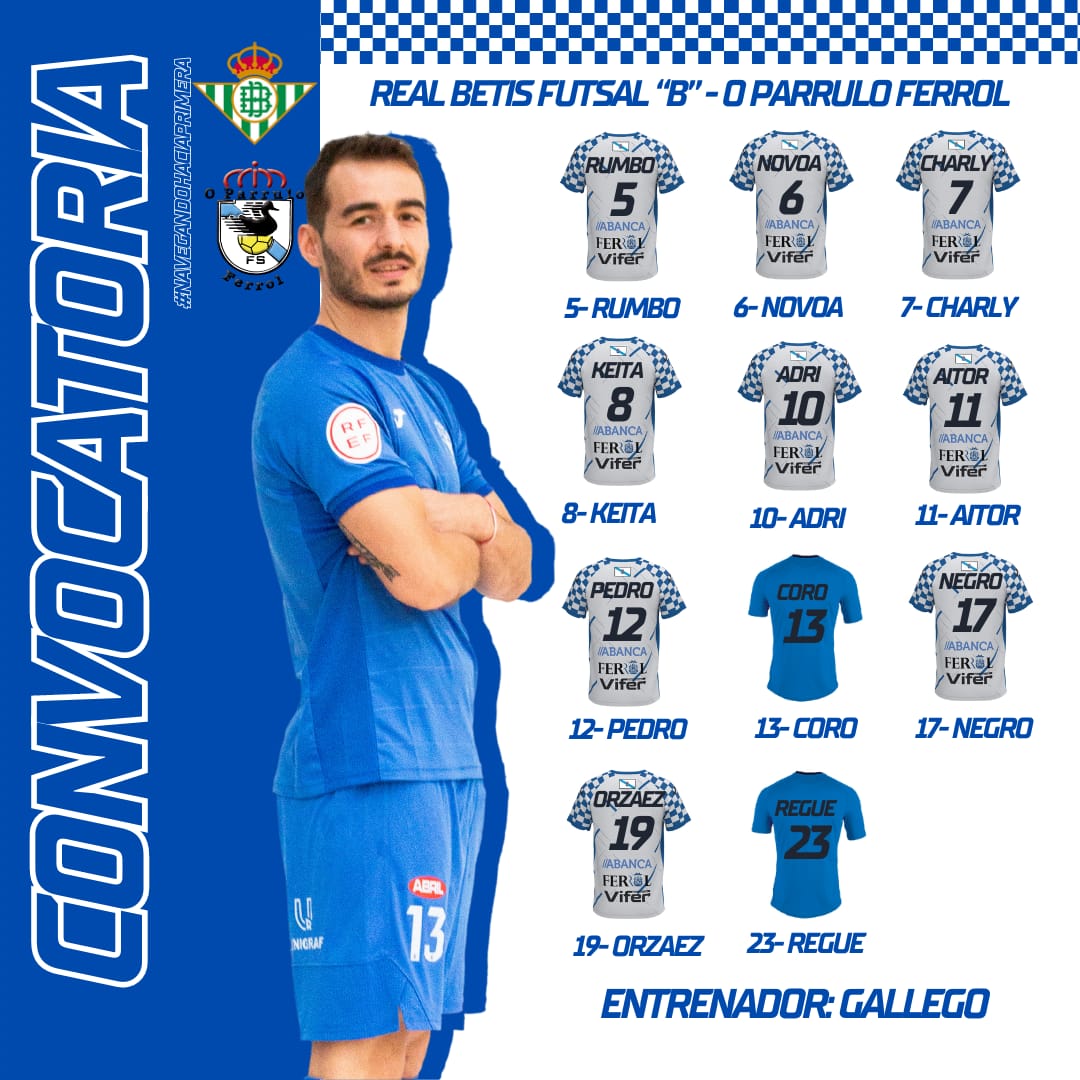 📋 ¡Esta es la convocatoria de Gallego para el partidazo de las 21:00 horas en Amate ante Real Betis "B"!

💪 ¡Buscamos seguir sumando a domicilio y continuar #NavegandoHaciaPrimera!

📱 ¡Toda la info que nos vaya llegando la pondremos por aquí!
