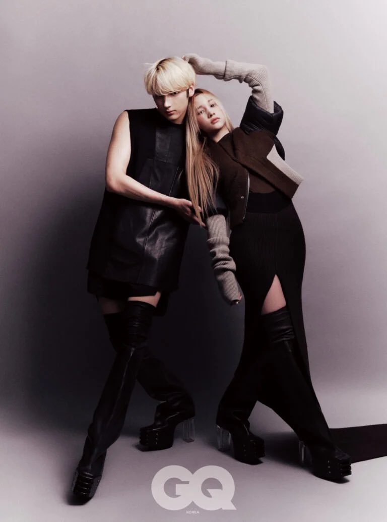 npomvtt's tweet image. SÃO O MOMENTO! Huening Kai (TXT) e Huening Bahiyyih (Kep1er) para a edição de dezembro da revista GQ Korea.