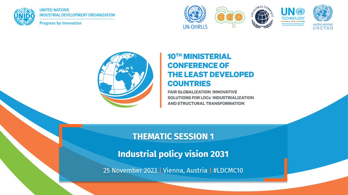 UNIDO's tweet photo. #UNIDO's work contributes to each of the six Doha Programme of Action targets. During Thematic Session 1, participants will discuss industrial policy visions 2022-2031 for #LDCs based on #DPoA targets.
More👉https://t.co/aUZhQX6oe6
#LDCMC10 https://t.co/7WAHep2GgO