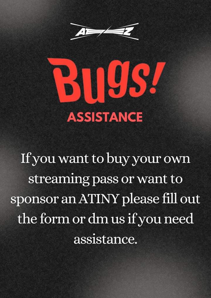 AteezCebuPH's tweet photo. BUGS STREAMING PASS ASSISTANCE 

ATINYs, if you wish to help ATEEZ and need help to purchase 🐞streaming pass, you can fill up this form.

https://t.co/2Kc5jdHzPA

@ATEEZofficial #atiny  #followyourwill https://t.co/4iDq1gZVc7