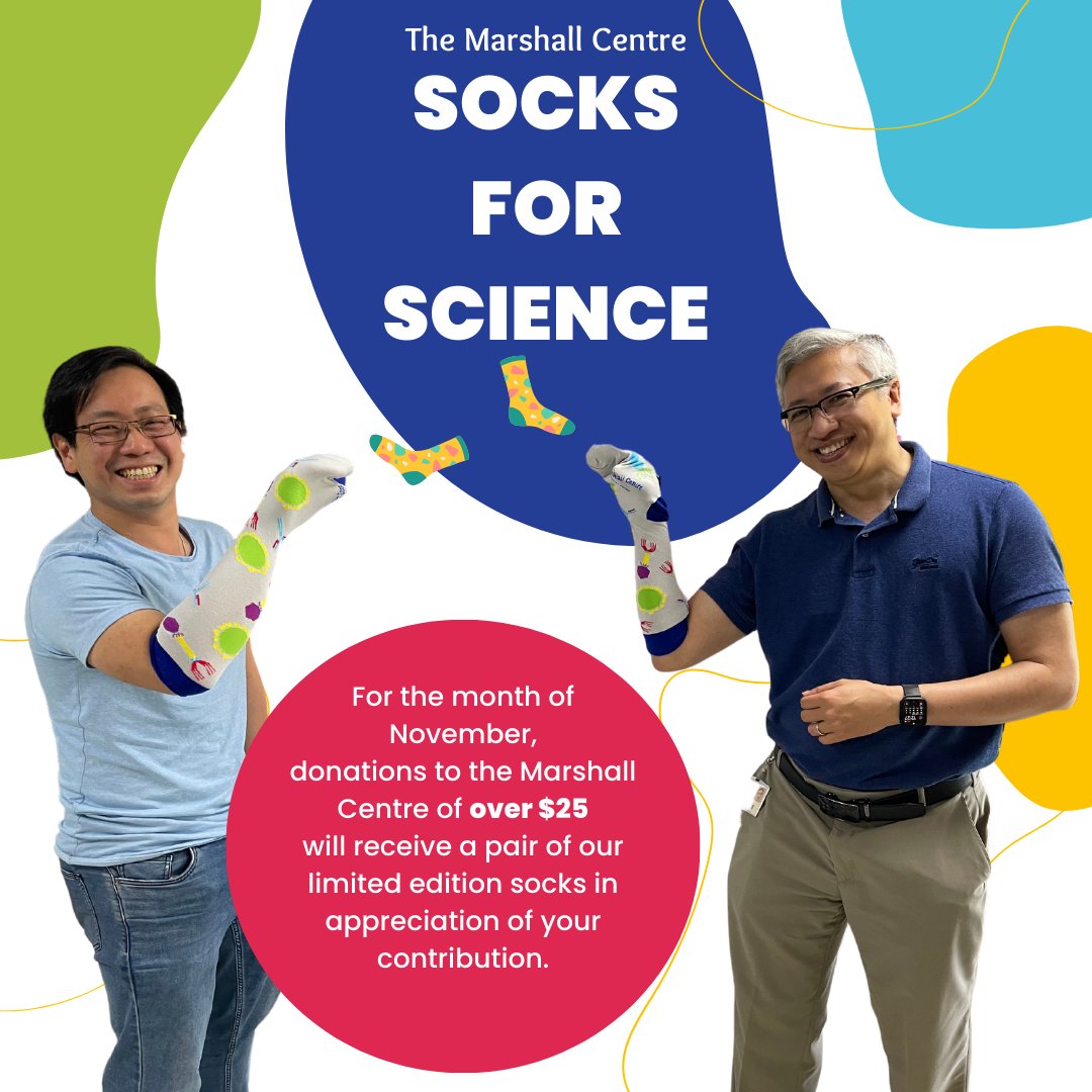 We are excited to announce that #SocksForScience are back! For the month of November, donors who have made donations of over $25 to the Marshall Centre will receive a pair of our socks in appreciation of their contribution. Donate here: giving.uwa.edu.au/marshall-centre and get your socks!