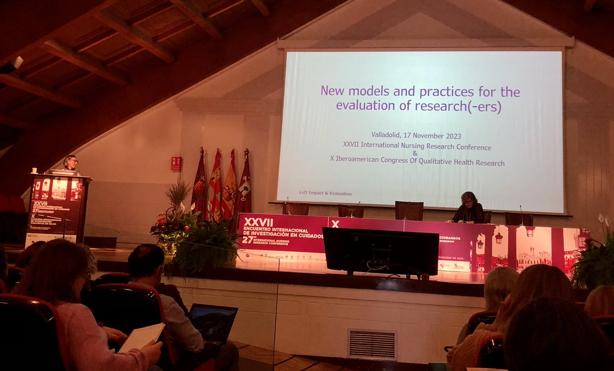 Antes de que se termine este gran encuentro, tendremos la oportunidad de disfrutar de @LeonievanDrooge en la conferencia de clausura que hablará sobre nuevos modelos de evaluación de la investigación sanitaria! Expectantes! #inves23 <a href="/Investenisciii/">Investén-isciii</a>