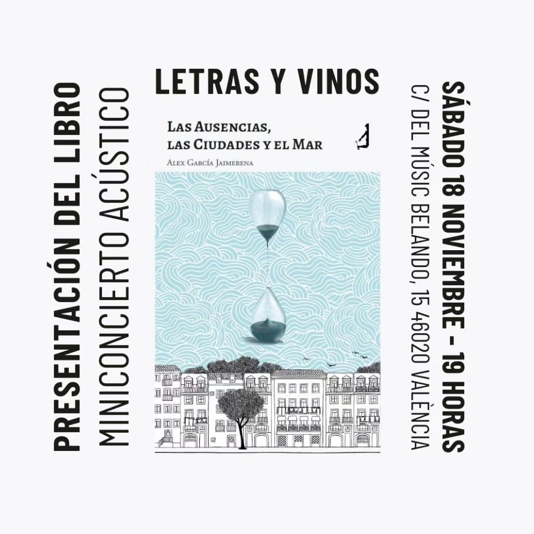 Hoy estaremos presentando el libro de @Alexnuei "Las Ausencias, las Ciudades y el Mar" en Teruel, en el  <a href="/csaixena/">CSA A Ixena</a> y mañana estamos en València, en la Cafeteria Libreria Libros y vinos, en #Benimaclet
