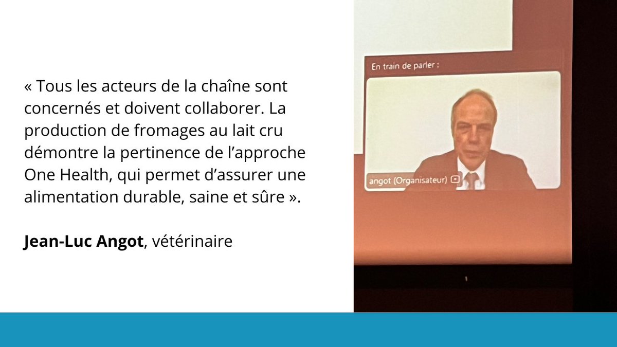 [Colloque🧀 #laitcru] Les fromages au lait cru s’inscrivent dans le concept « #OneHealth » qui allie la santé publique, la santé et le bien-être des animaux, la santé des écosystèmes, l'écologie microbienne ainsi que la sécurité sanitaire de toute la chaîne.