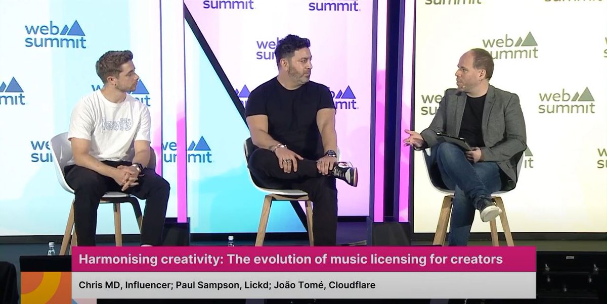fiveinaboat's tweet image. Yesterday @sampsonpaul took to the stage with @chrismd10 at Web Summit for a fireside chat to talk about the evolution of music licensing for creators 👏

@getlickd @WebSummit