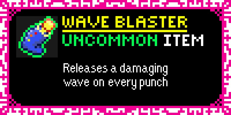 DASHPUNCH_Game's tweet photo. The Wave Blaster can help you keep distance from claustrophobic waves of foes, pushing them away with a shockwave of damage! #DASHPUNCH #indiedev #indiegame #gamedev #IndieDevs https://t.co/NbCYdWv56y
