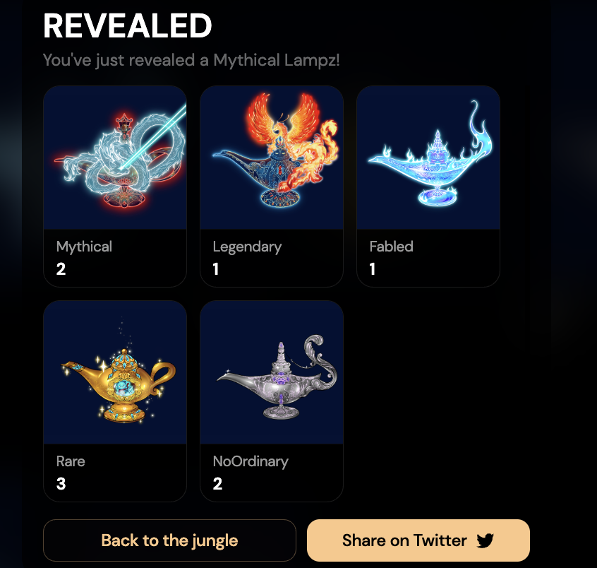 nftjomas_'s tweet photo. Happy reveal! Just revealed 2 Mythical Lampz😎 @kubzjungle @keung @pranacoin https://t.co/vOwYXE0qmR