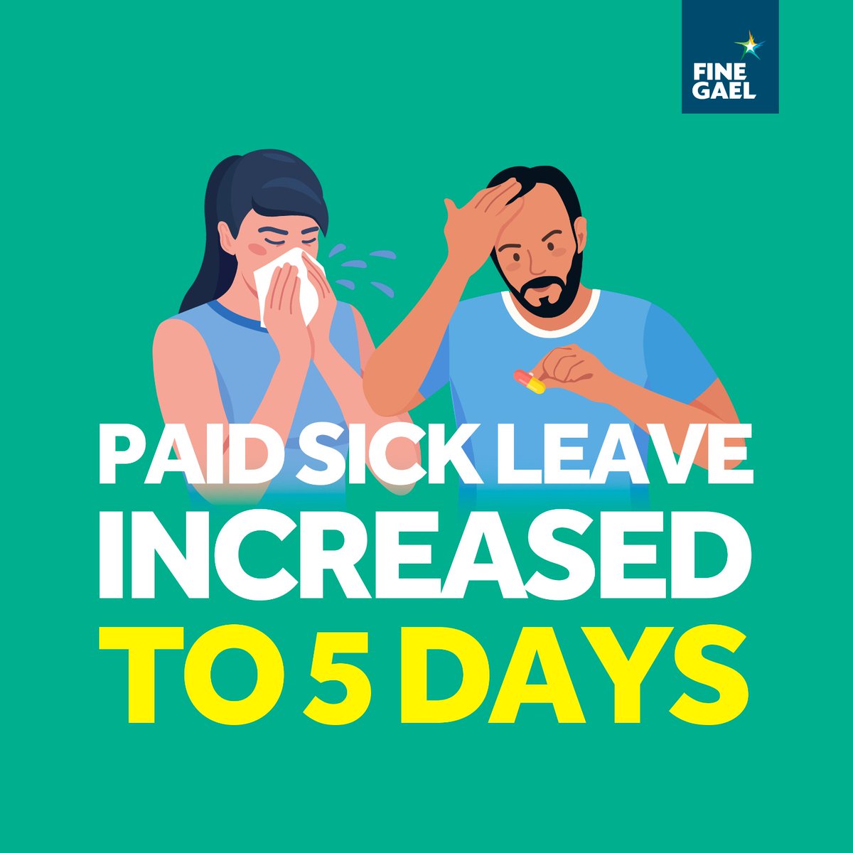 🤒 From 1st January, the entitlement to paid sick leave will increase from three days to FIVE DAYS. No one should be afraid to take time off work when they are sick.