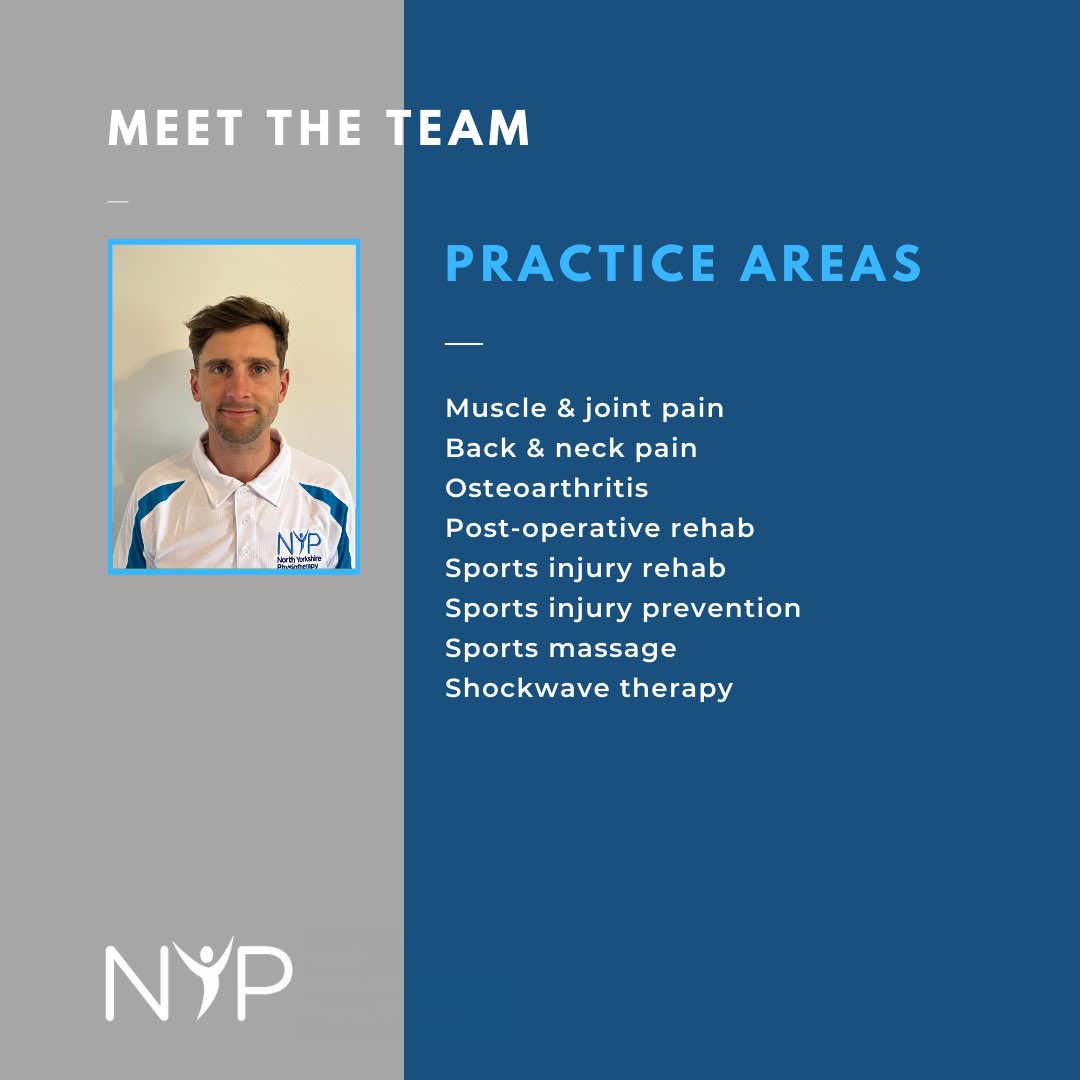 NYorksPhysio's tweet photo. 🆕MEET THE TEAM 🆕

Say hi to Dan, one of our new physiotherapists. 

Dan comes from a background in professional cricket and is available for physiotherapy and sports massage at our Stokesley and Northallerton clinics. 

Call or book online 
01642 205975
https://t.co/qVjJpeWxfp https://t.co/D7q81L4Sax