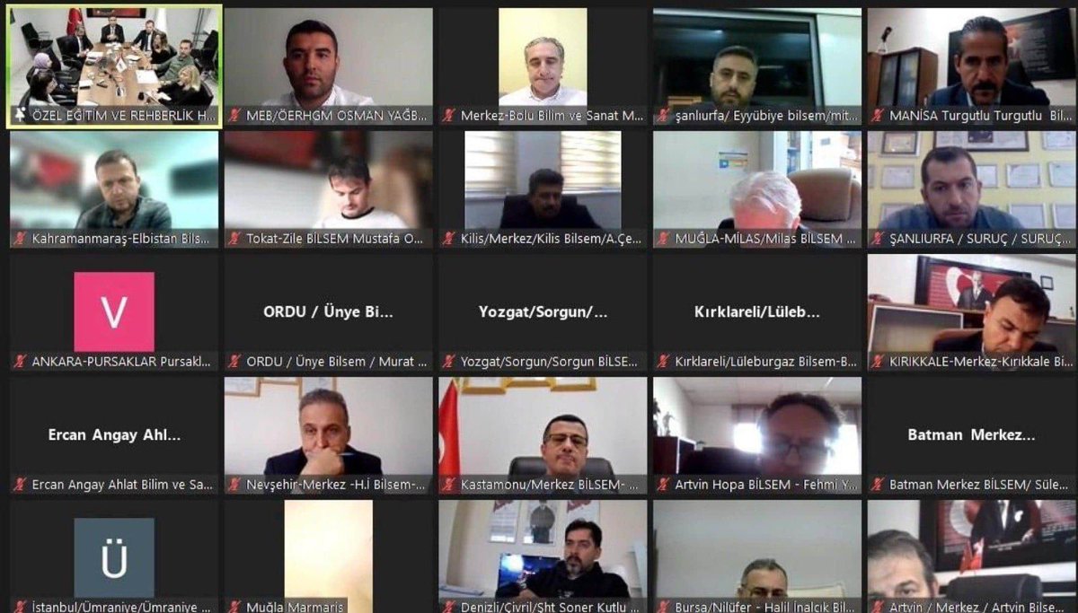 Merkez Müdürümüz Mahmut Sami AKARYALI, Özel Eğitim ve Rehberlik Hizmetleri Genel Müdürümüz Sayın Doç. Dr. Mustafa OTRAR tarafından 81 ilimizde bulunan 395 Bilim ve Sanat Merkezi müdürleriyle yapılan çevrim içi toplantıya katıldı.