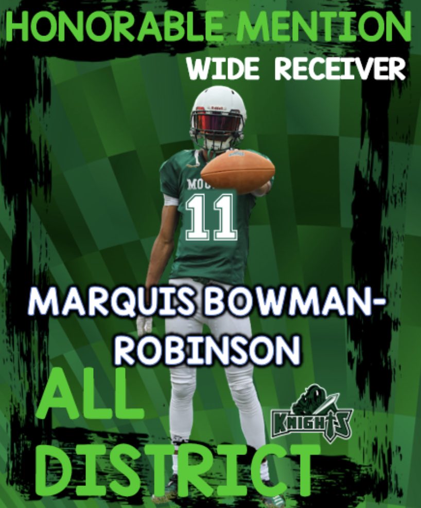 GreenKnightsFB's tweet photo. Congratulations on earning Class 2A District 2 Honors #proud #welldeserved #represent #mountpride #delhs #hsfootball #alldistrict #honorablemention #dtackle #wr #GreenKnightsALLin https://t.co/hxefJBD7fv