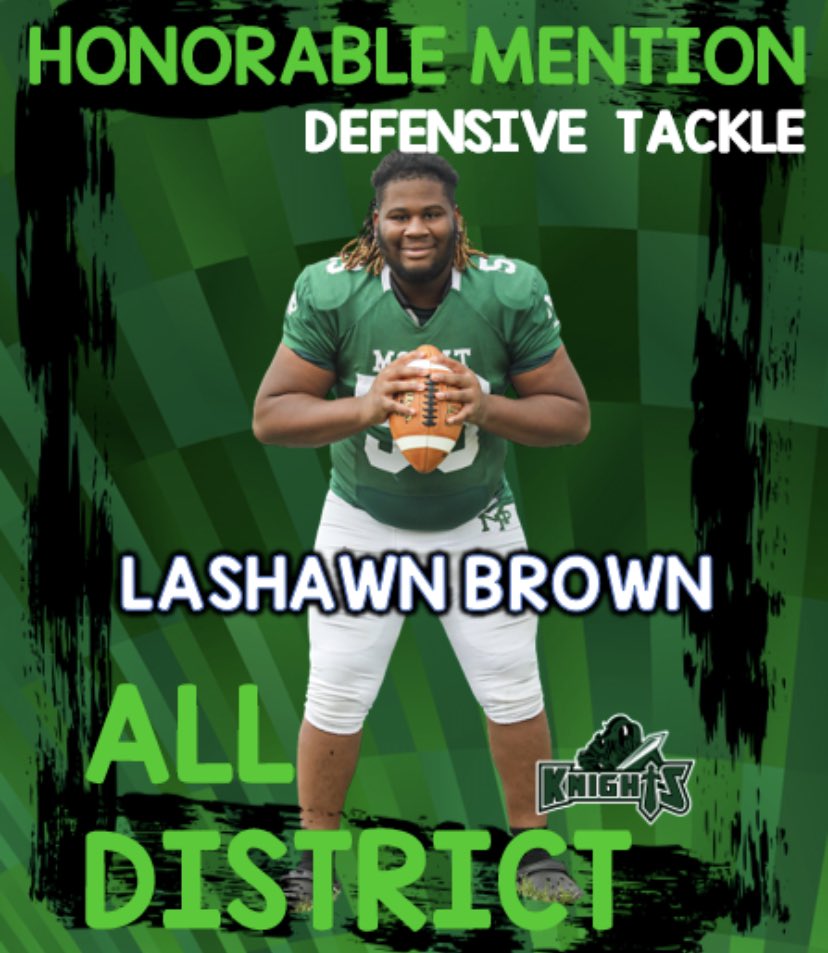 GreenKnightsFB's tweet photo. Congratulations on earning Class 2A District 2 Honors #proud #welldeserved #represent #mountpride #delhs #hsfootball #alldistrict #honorablemention #dtackle #wr #GreenKnightsALLin https://t.co/hxefJBD7fv