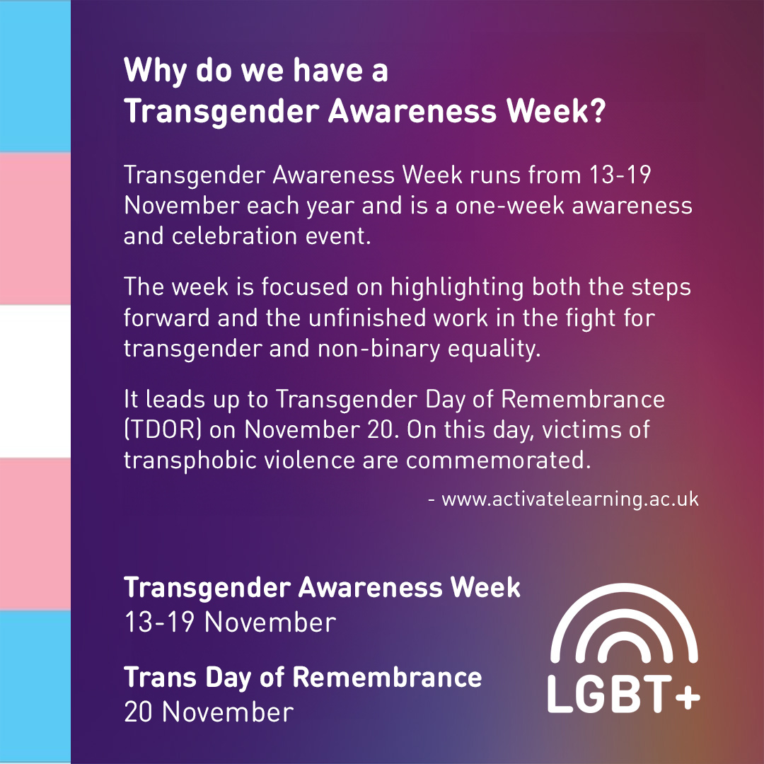 Why do we have a Transgender Awareness Week? #Lboro #Uni #Loughborough #University #LGBT #TransAwarenessWeek #TransDayOfRemembrance