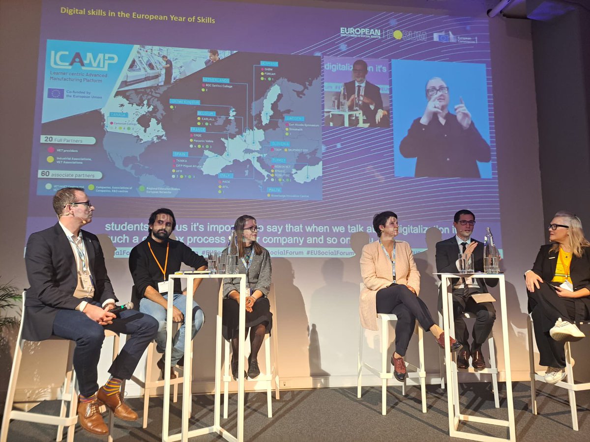 LCAMP_CoVEs's tweet image. Iñigo Araiztegui brings #LCAMP_EU to the center of the debate on #DigitalSkills at the #EUSocialForum.

2 considerations from our Observatory work so far: 

➡️Few companies are totally automated, especially not SMEs
➡️Digital technologies are actually changing work