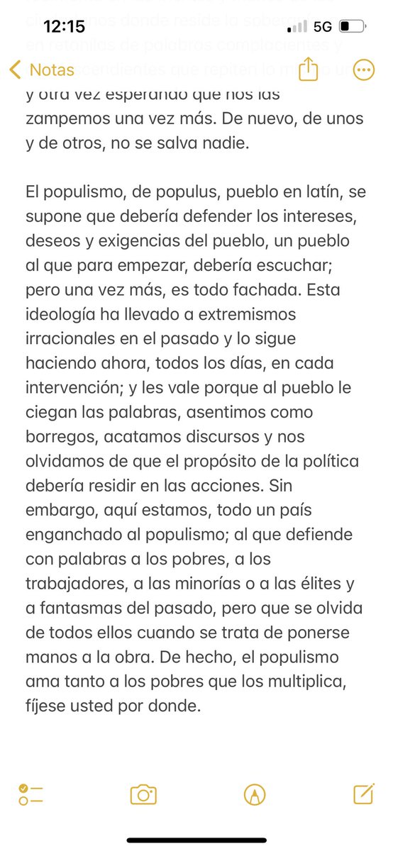 izarbelm's tweet photo. Ayer me puse a escribir para la uni y acabó saliendo esto. Tal y como está España últimamente, me parece incluso acertado. Populismo, populistas y un par de reflexiones propias⤵️⤵️⤵️ https://t.co/2KAmoxAMgq