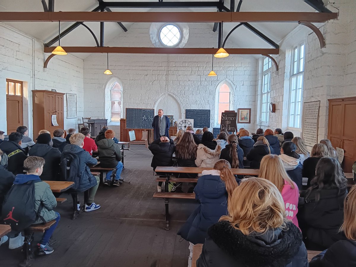 bishopwalsh's tweet photo. Our Year 8 trip to the @BCLivingMuseum is well underway. Pupils are taking part in a Victorian School lesson and experiencing life in the mines. #schooltrip #history #Victorianlife https://t.co/1wodOyXkvL