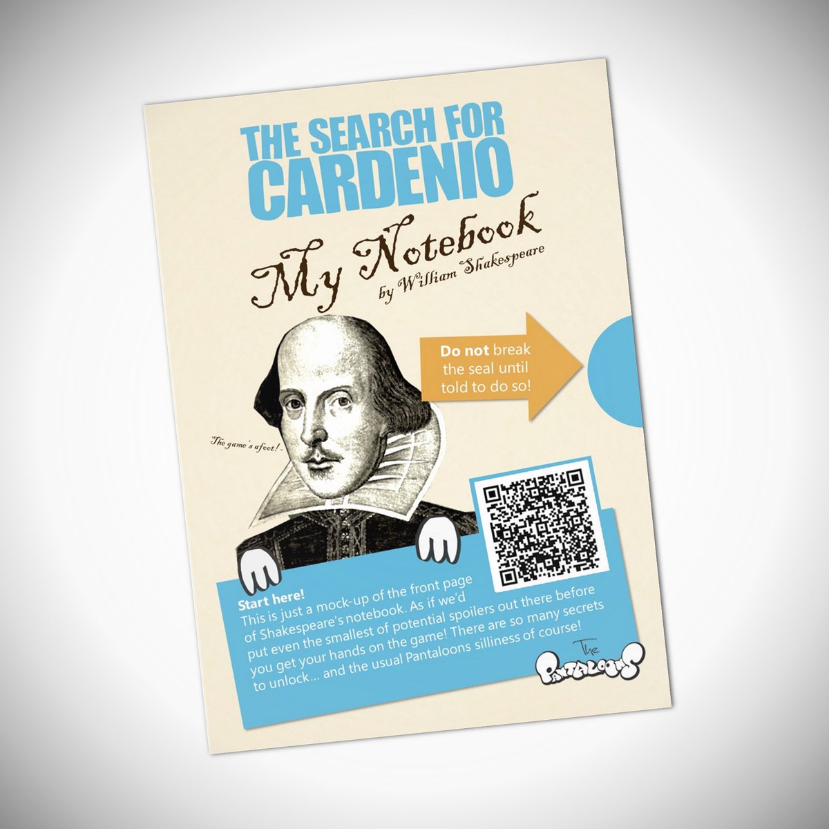The game's afoot with The Search For Cardenio! Help Shakespeare’s ghost locate his lost play Cardenio by solving puzzles, overcoming challenges and unravelling mysteries in Shakespeare’s notebook – and online! thepantaloons.co.uk/product/the-se…