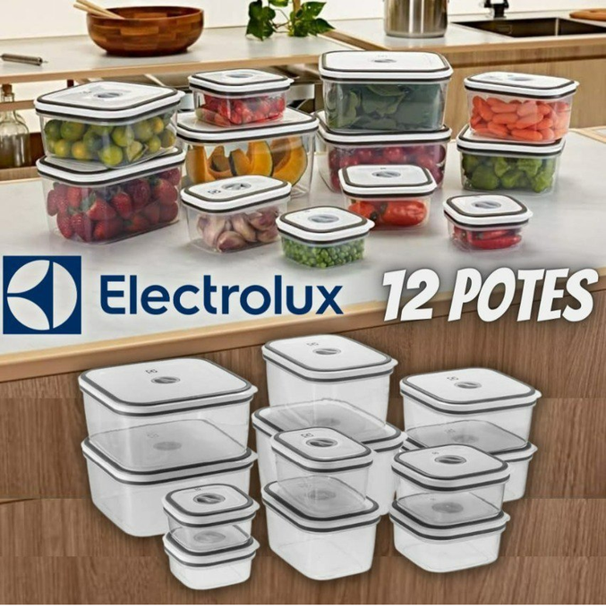 Kit com 12 undades Pote Hermetico cinza, Electrolux