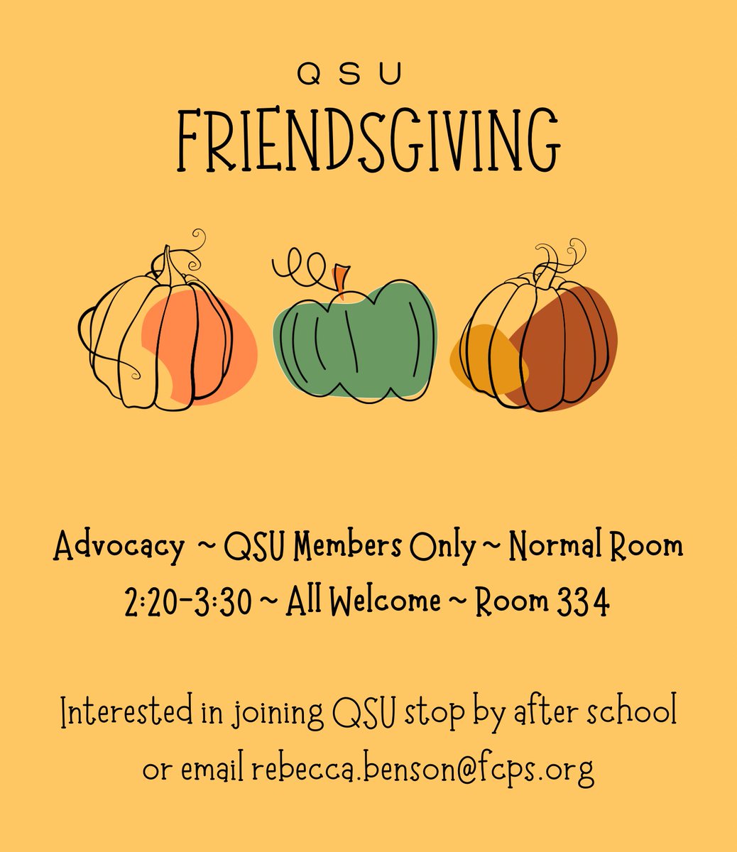 BensonEnglish's tweet image. This week we discussed the concept of “found family” &amp;amp; celebrated #friendsgiving with QSU!

Creating community amongst Queer students is so important!  #FHSQSU #CadetCommunity #FCPSQSU