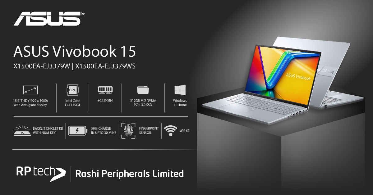 rptechindia's tweet image. With 11th Gen Intel Core i3 processor, ASUS Vivobook 15 helps you get things done swiftly and efficiently.

@rptechindia is an authorized distributor of @ASUS  Vivobook. 
For more details, 📷 us on enquiry@rptechindia.com

#ASUSVivobook #ASUSLaptop #Vivobook15