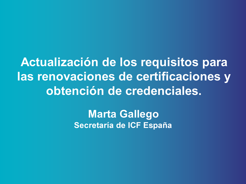Terminamos nuestro #ICFEVENTOVIRTUAL con la presentación de Marta Gallego sobre el proceso de certificación de <a href="/ICFHQ/">IntlCoachingFederation</a> 

#coaching