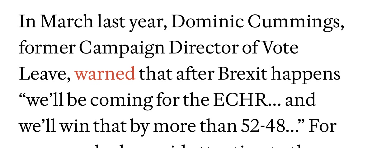Behind the boats/ECHR fight is a deeper fight - the attempt (unsuccessful) by a set of Conservative politicians, campaigners, lawyers, and a think tank, to propose legislation (eg Rwanda and the Bill of Rights Bill) a purpose of which was to pick deliberate fights with, and