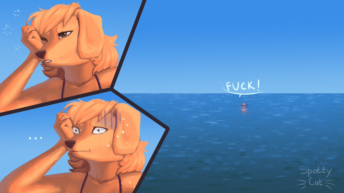 spotty__cat's tweet photo. Underwater adventure [Part: 4] 
Full comic here: https://t.co/N7Fb5wGZkN
#furry #dragon #dog #furryart #furryartwork #furryartist #furrycomic #comic #sea #rubberring #swimsuit #sleep #Underwater_adventure #fin https://t.co/35XfWtPKfQ