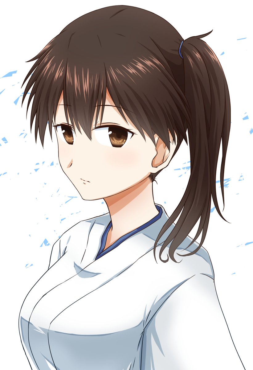 kaga (kancolle) 1girl solo side ponytail brown hair brown eyes japanese clothes upper body  illustration images