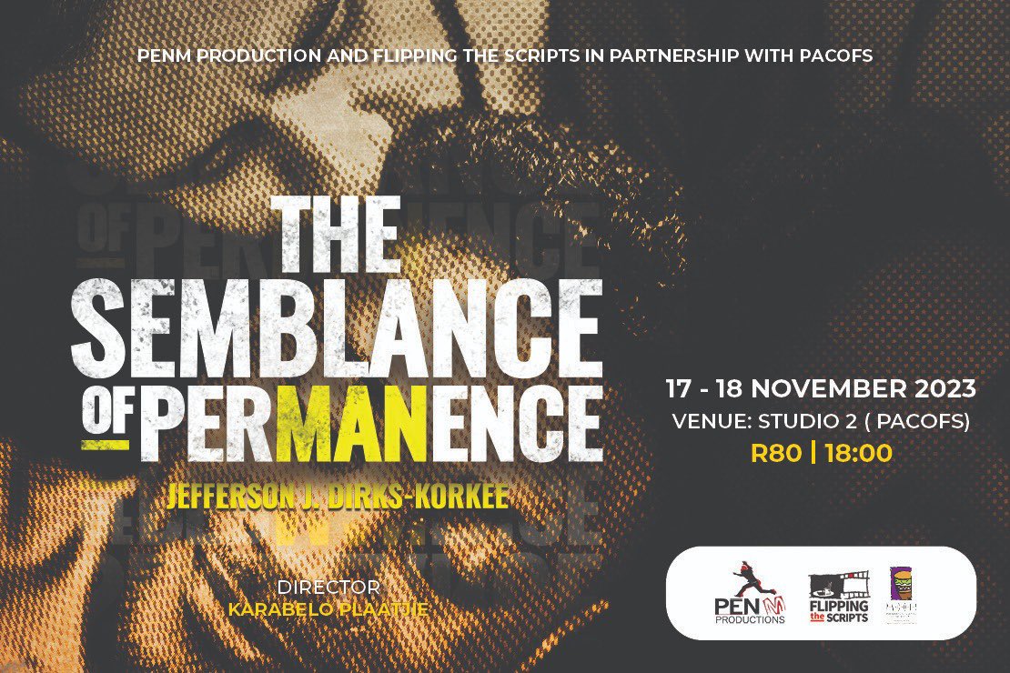 SportArtsCultur's tweet photo. ‘The Semblance of Performance’ playing at Performing Arts Centre of the Free State (PACOFS) is a play about a tumultuous love affair and life partner journey.
You don’t want to miss this!
Date: 17 - 18 Nov
Where: PACOFS
Time: 18:00
#Pacofs #DSACAgency
@Pacofs_co_za https://t.co/xFvf191xkN