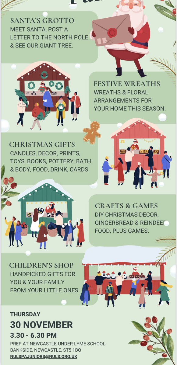 nuls_prep_PA's tweet photo. We are very excited to invite you to the NULS Prep Christmas Fair, Thursday 30th November, 3.30-6.30pm. 🎅🏻🎄 https://t.co/xOYXLWyFvb