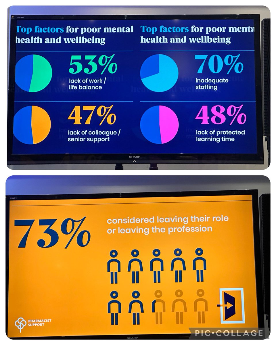 RavijyotSaggu's tweet image. Further panel discussions on workforce/retention:
-Skill mix
-doing differently
-learning from other professions
-primary care work &amp;amp; co-locating services
-Growing our own but wellbeing-concerning no. staff unhappy/leaving #pharmacy #UKCPAConf