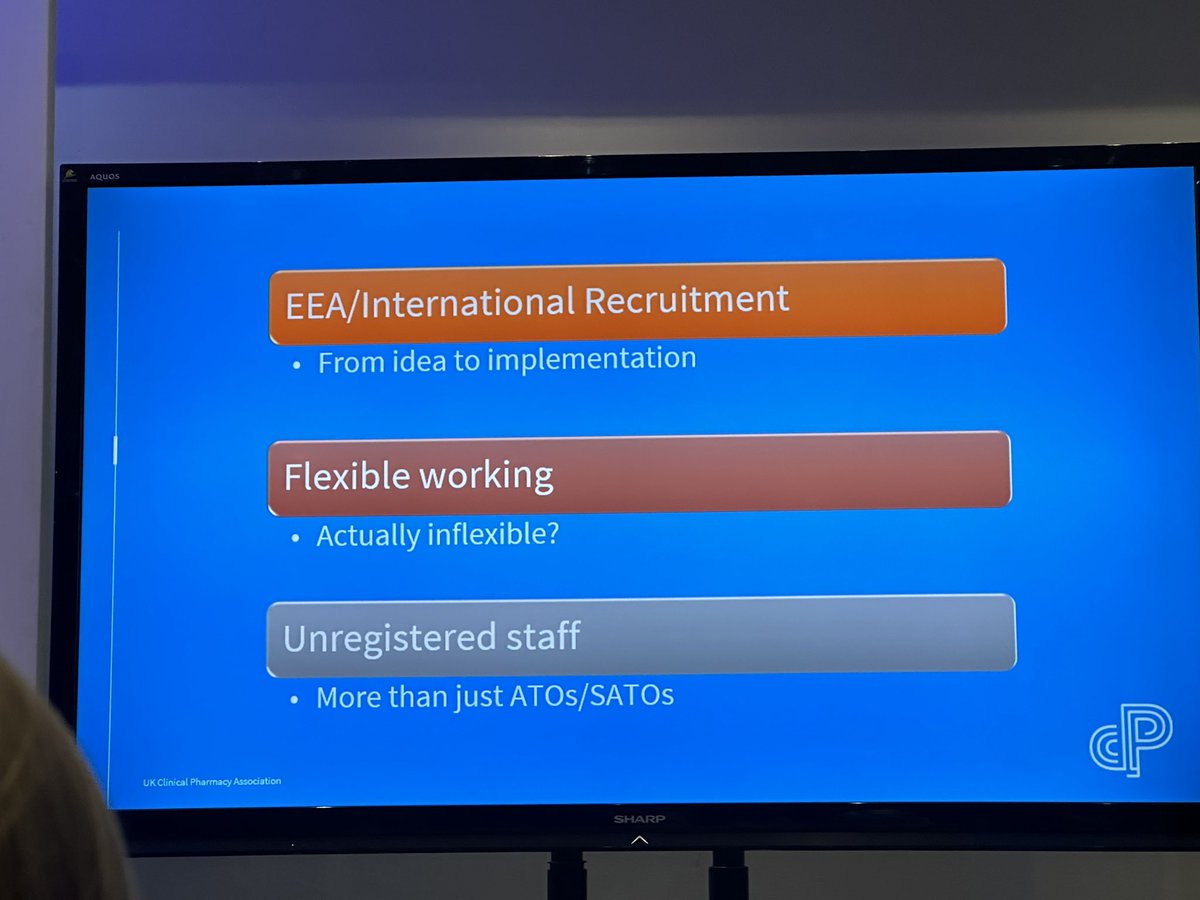 RavijyotSaggu's tweet image. Further panel discussions on workforce/retention:
-Skill mix
-doing differently
-learning from other professions
-primary care work &amp;amp; co-locating services
-Growing our own but wellbeing-concerning no. staff unhappy/leaving #pharmacy #UKCPAConf