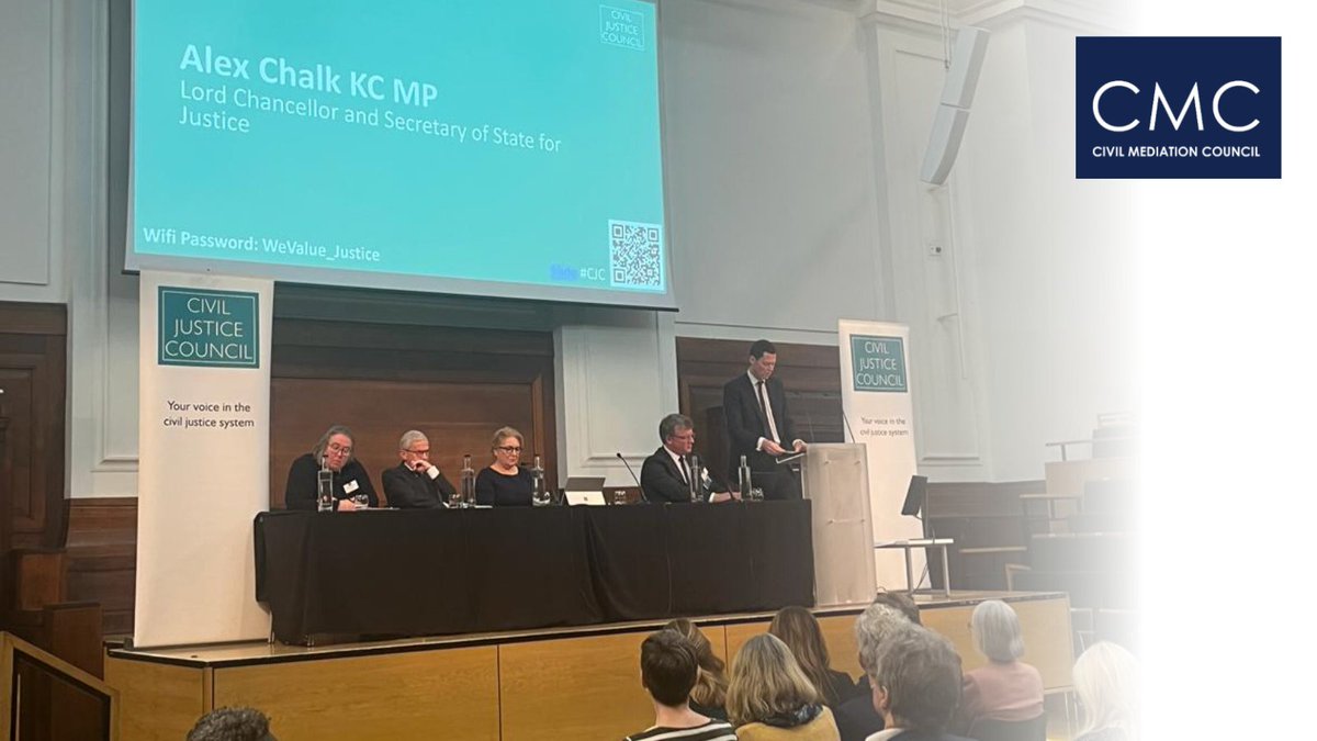 civil_mediation's tweet photo. @AlexChalkChelt, who was also one of the keynote speakers at #CMCconference23 this week, is outlining the government's priorities for #civiljustice including #integratedmediation and the importance of swifter dispute resolution for the economy and civil society. https://t.co/UtwFdSfezq