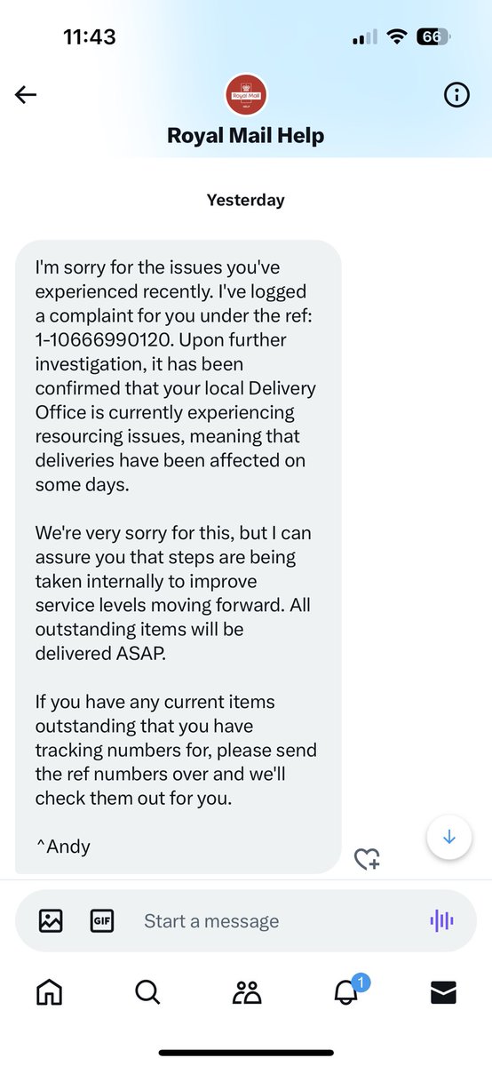 Demelza77's tweet photo. @RoyalMail @RoyalMailHelp this is just not acceptable. One delivery every 7-10 days in #turnershill is a shocking service. The universal service obligation states that @RoyalMail must deliver to every address in the UK, every Monday to Saturday. https://t.co/PKB72QBixf