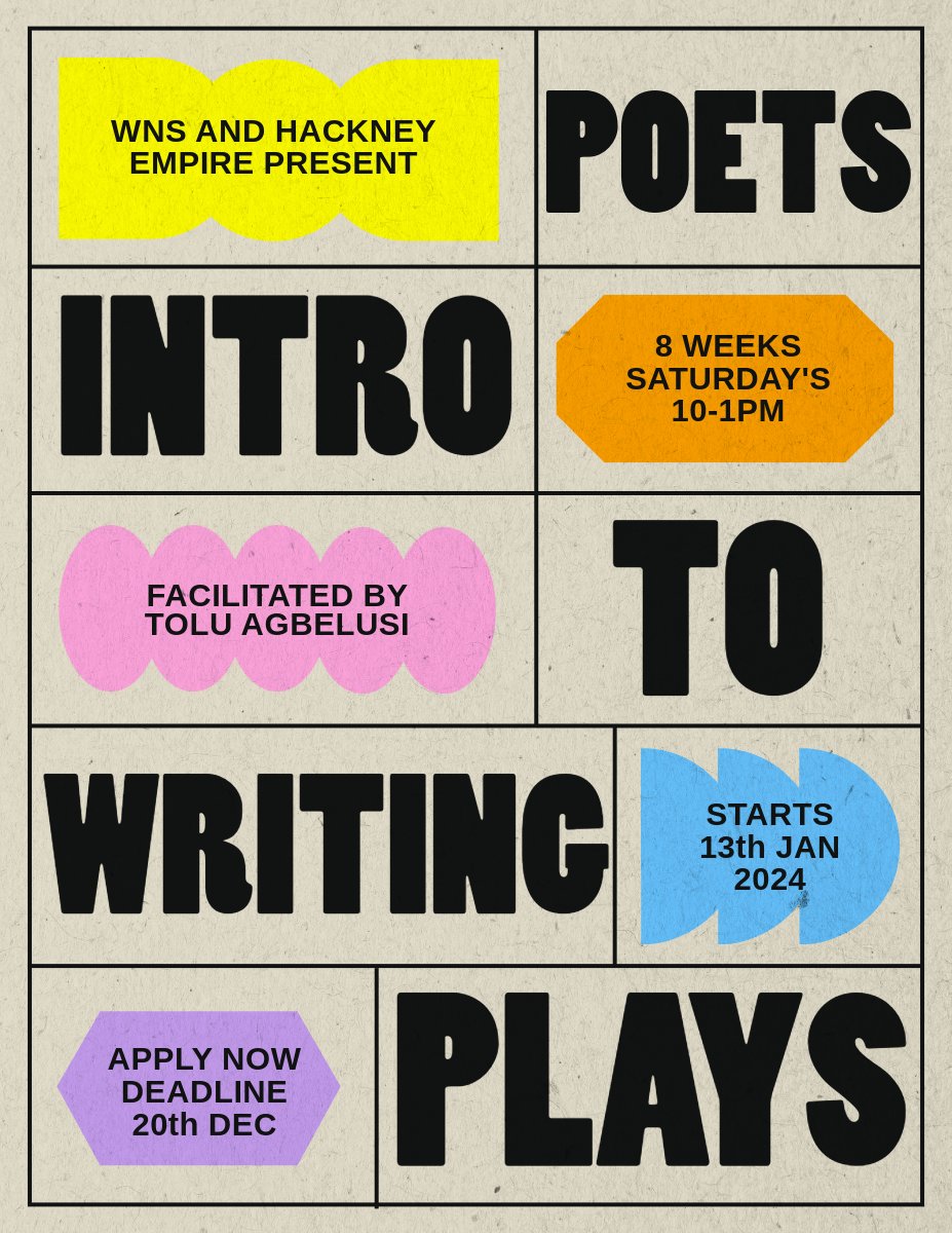 WriterZnScribeZ's tweet photo. We're super excited to be launching our new FREE 8-week in person course; Introduction to Playwriting for Poets'. Led by @ToluAgbelusi, it has been developed specifically for poets who are interested in expanding their practice into the theatre space.

Sign-up link in bio! https://t.co/yZ7BjE51Oj
