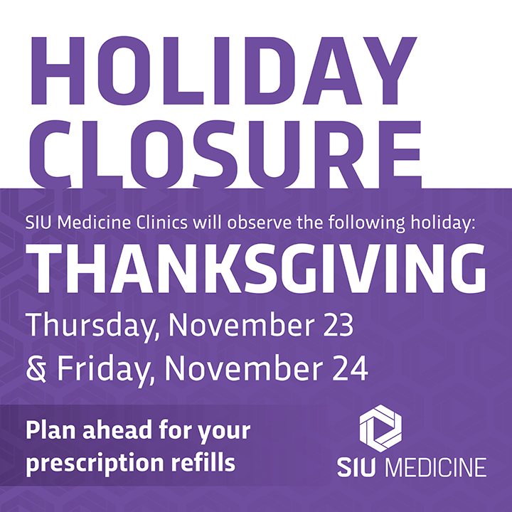 SIU Medicine (@siusom) on Twitter photo SIU Clinics will be closed for two days next week. SIU Clinics will be closed for two days next week.