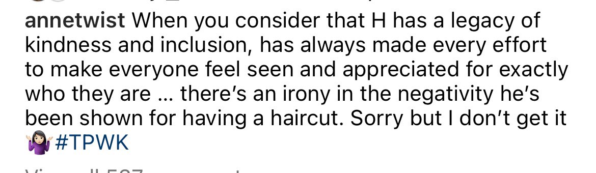hrryberry's tweet photo. i’m heartbroken that anne has to post this, harry has shown us so much love yet some people can’t replicate it bc of a haircut? https://t.co/E2T0vfGgG9