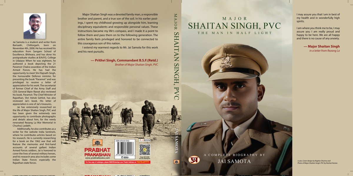 jai_samota's tweet image. On the eve of Rezang La day, I'm thrilled to announce about my new book on Major Shaitan Singh, PVC. It's a fascinating subject that deserves to be shared with the world. I'm sure the book will provide valuable insights into the life of hero of Rezang La. Don't miss out on the…