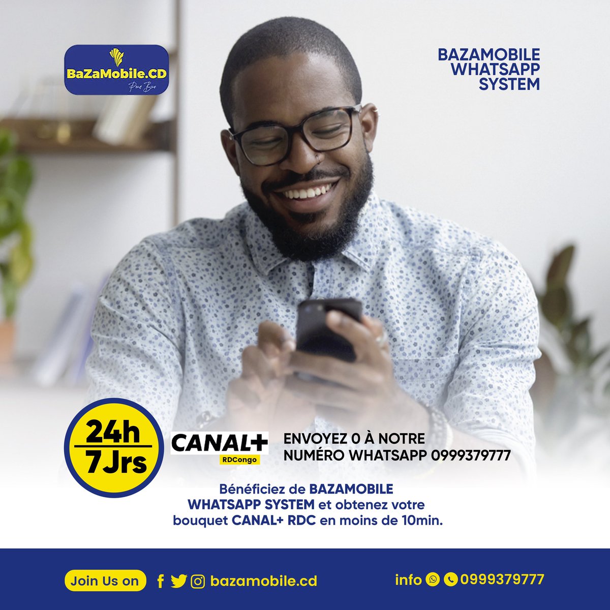 BazaMobile_CD's tweet photo. Lancez votre commande à travers notre Système WhatsApp Automatique_BWS🇨🇩 en envoyant 0 à notre numéro WhatsApp ci-dessous et Suivez bien les instructions en répondant aux réponses automatisées pour pouvoir vous service rapidement.

C’est Simple, Sûr et Rapide!

#BWS
#RDC🇨🇩 https://t.co/ewOXuTXlHm