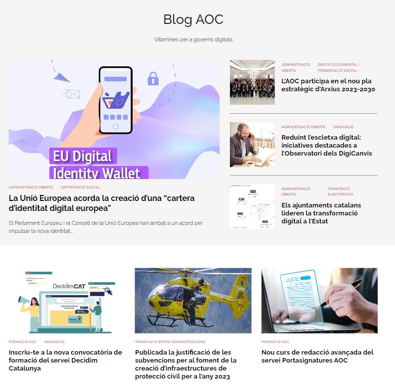 ConsorciAOC's tweet photo. Consulta el #BlogAOC per estar al dia de les novetats en #AdministracióDigital:  

SERVEIS AOC · INNOVACIÓ · AGENDA · FORMACIÓ · CONTRACTACIÓ PÚBLICA · GOVERN OBERT...  

👉Consulta el blog: https://t.co/xnMtXQrNEl 
👉Subscriu-te al butlletí: https://t.co/7FRIfht9ap https://t.co/vn0QYEtCOU