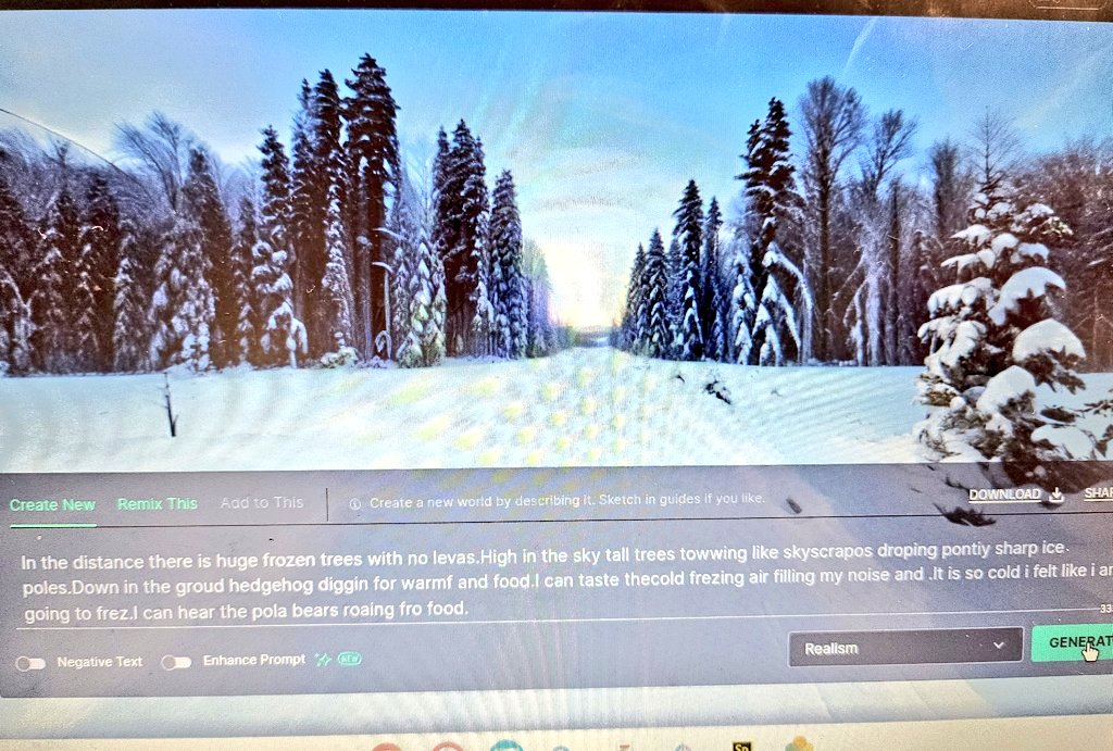 PrimaryElaine's tweet image. Today, in Indiana class, we used skyboxai to generate a picture of our setting descriptions. We then edited them to ensure our setting was exactly as we wanted. We loved seeing what our settings looked like. 🌴🌳❄️🌨 #skyboxai #settingdescription