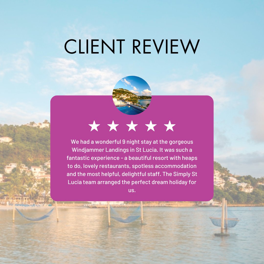 SimplyStLucia1's tweet photo. We are thrilled to share the joy from our amazing clients! Your kind words fuel our passion for creating unforgettable experiences. Thank you for letting us be a part of your journey. 🌟

 #HappyClients #CustomerAppreciation #HappyCustomers #simplycaribbean #windjammerlanding https://t.co/zbjYXuJePi