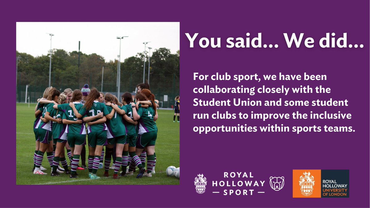 In the last of our recent improvements 😄 we have been working closely with the Students Unions to help make club sport more inclusive ☺️