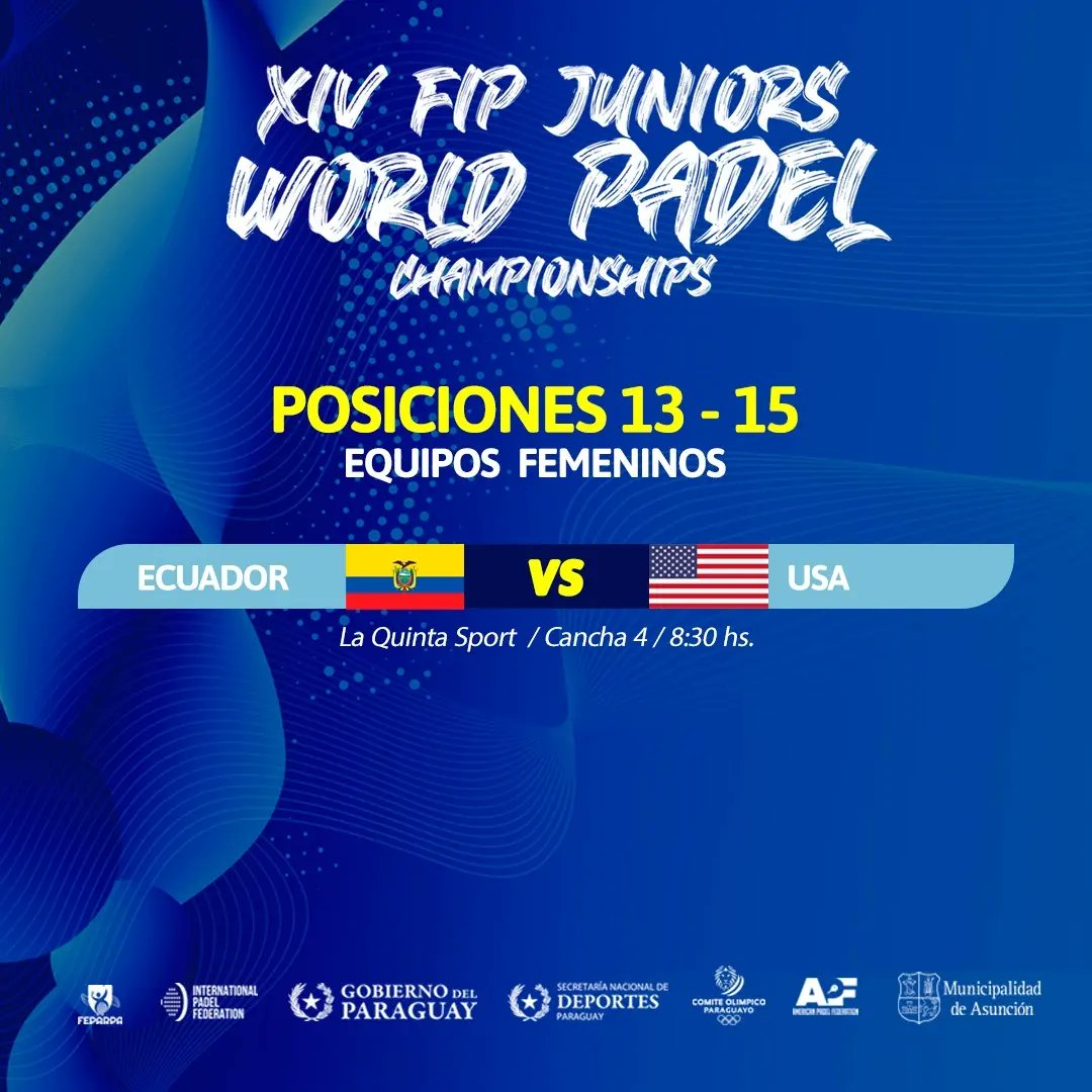 PadelJunior2023's tweet photo. Compartimos la programación de la jornada matutina🙌🏻

Ya tenemos a los 4 mejores equipos del mundo💪🏻😎

Hoy toca conocer a las selecciones finalistas🤩👍🏻

#JWPCAsu2023 #PadelFIP #Pádel https://t.co/giJfLN0uRh