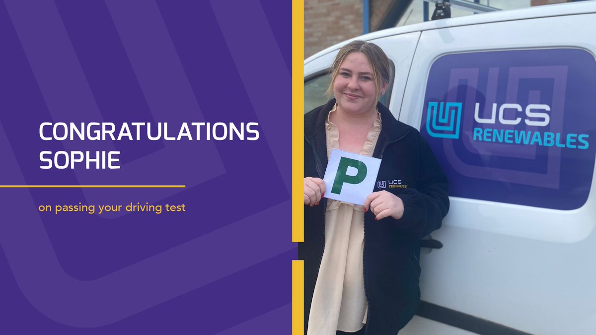 ucstec's tweet photo. Huge congratulations to Sophie from our Admin team on passing her driving test 🚗

She told Paul that she can’t wait to drive to Redcar for a Lemon Top 🍦

#congratulations #drivingtest #team #EV #solarpv #batterystorage #sustainability #renewableenergy #solarenergy #cleanenergy https://t.co/B5lS9iR42B