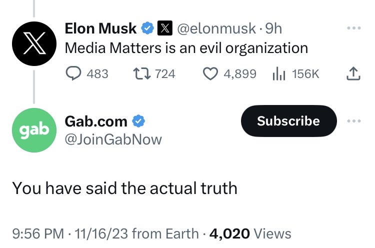 Good morning to everyone except the white nationalists who are welcome on this platform because Elon Musk agrees with their views on Jews and other minorities. mediamatters.org/elon-musk/elon…