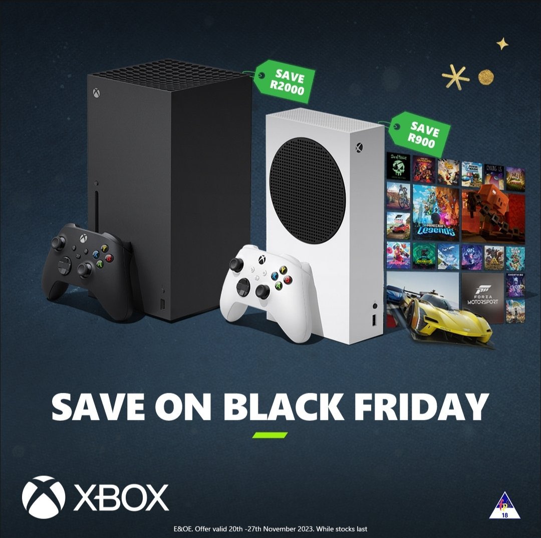 Some great news to elevate your gaming experience. Get ready for massive savings as we count down to the #XboxBlackFridaySA from 20-27 November visit this link for more  z.humanz.ai/bf/345052 Talk about crazy gaming for less!
#JoinTheXboxFamily #XboxSeriesS
@primainteracti1